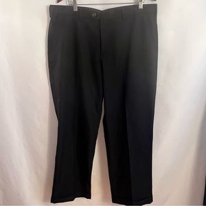 Izod Chino Dress Pants Mens 38 x 30 Wrinkle Flat Front Cuffed Pleat Black NWT
